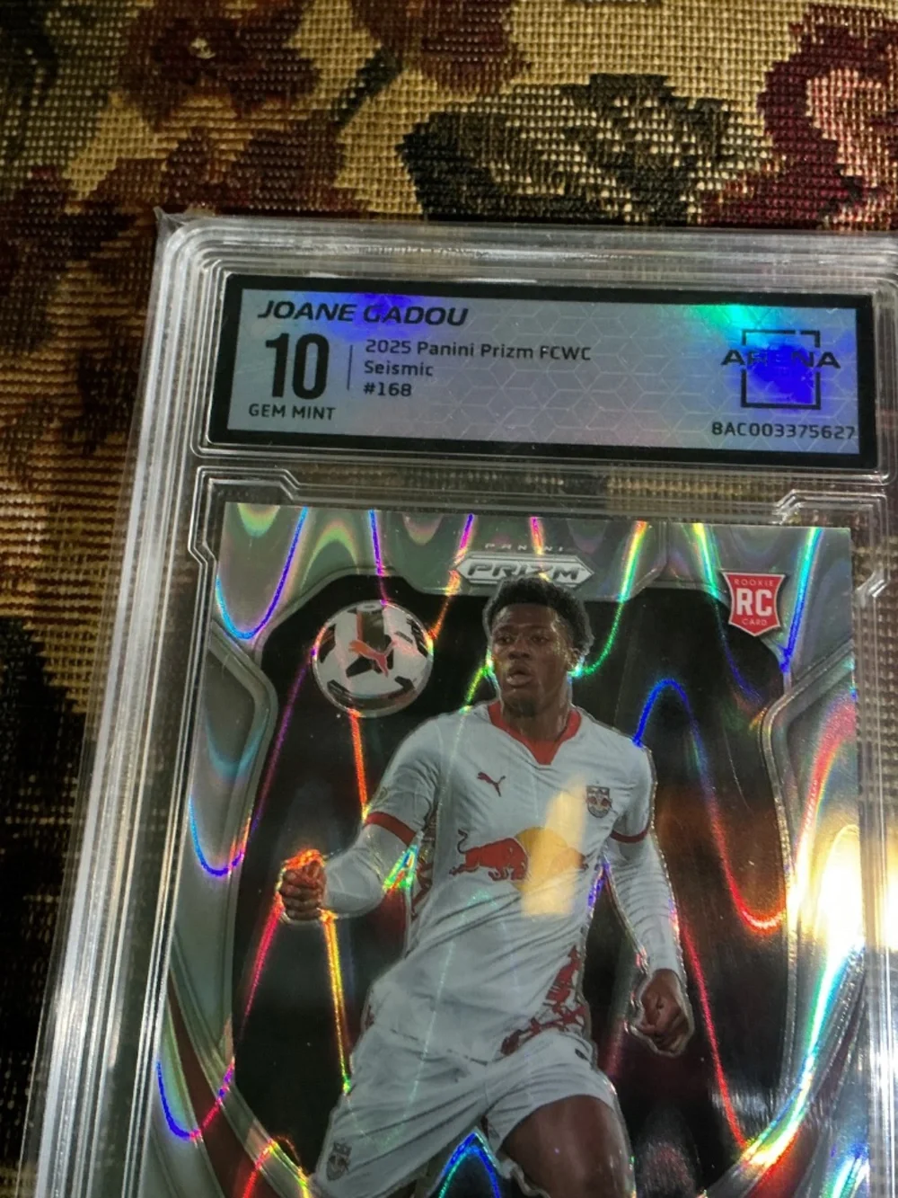 Joane Gadou 2025 Panini Prizm FIFA Club World Cup Seismic Prizm #168 RC Arena 10